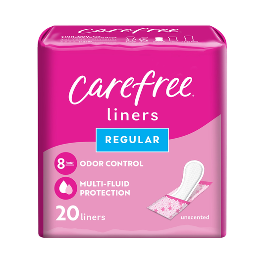 Carefree Panty Liners, Regular – 20 Count for Everyday Freshness & Comfort Carefree