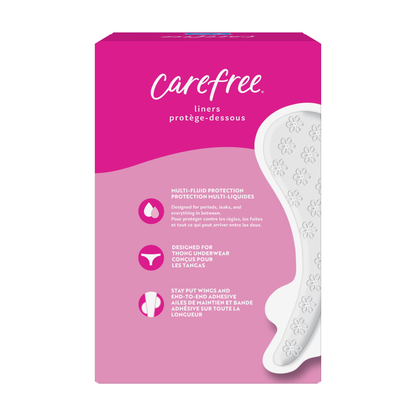 Carefree Thong Panty Liners With Wings – 49 Count, Unscented Carefree