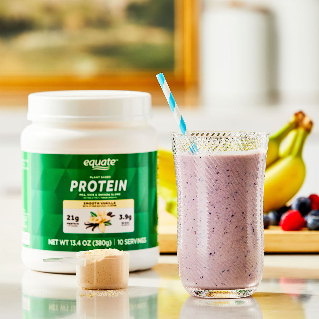 Equate Plant-Based Protein Powder, Smooth Vanilla 13.4 oz Equate