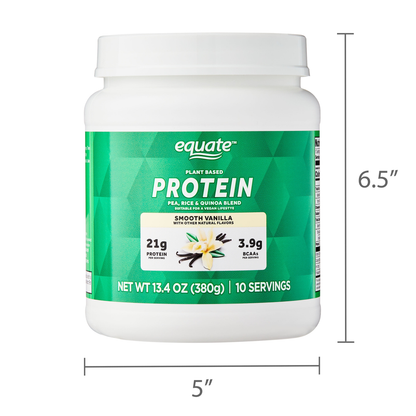 Equate Plant-Based Protein Powder, Smooth Vanilla 13.4 oz Equate