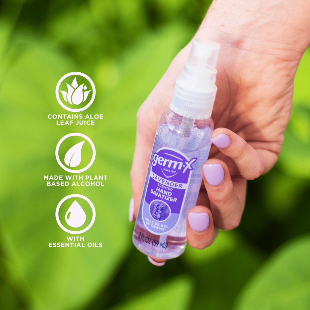 Germ-X Hand Sanitizer Spray Lavender, Plant-Based - 2 fl oz Germ X
