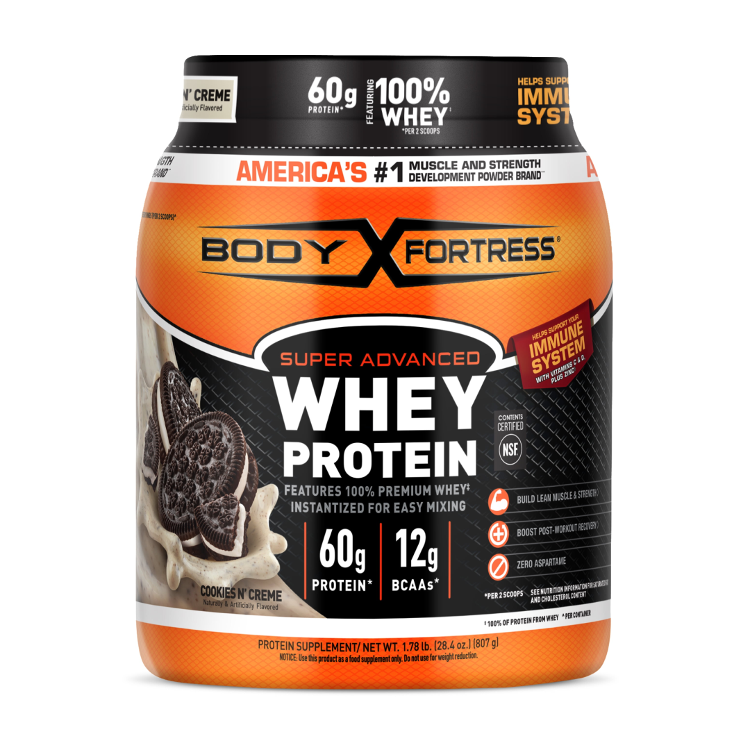 Body Fortress Super Advanced Whey Protein Powder – Cookies N’ Crème 1.78 lbs Body Fortress