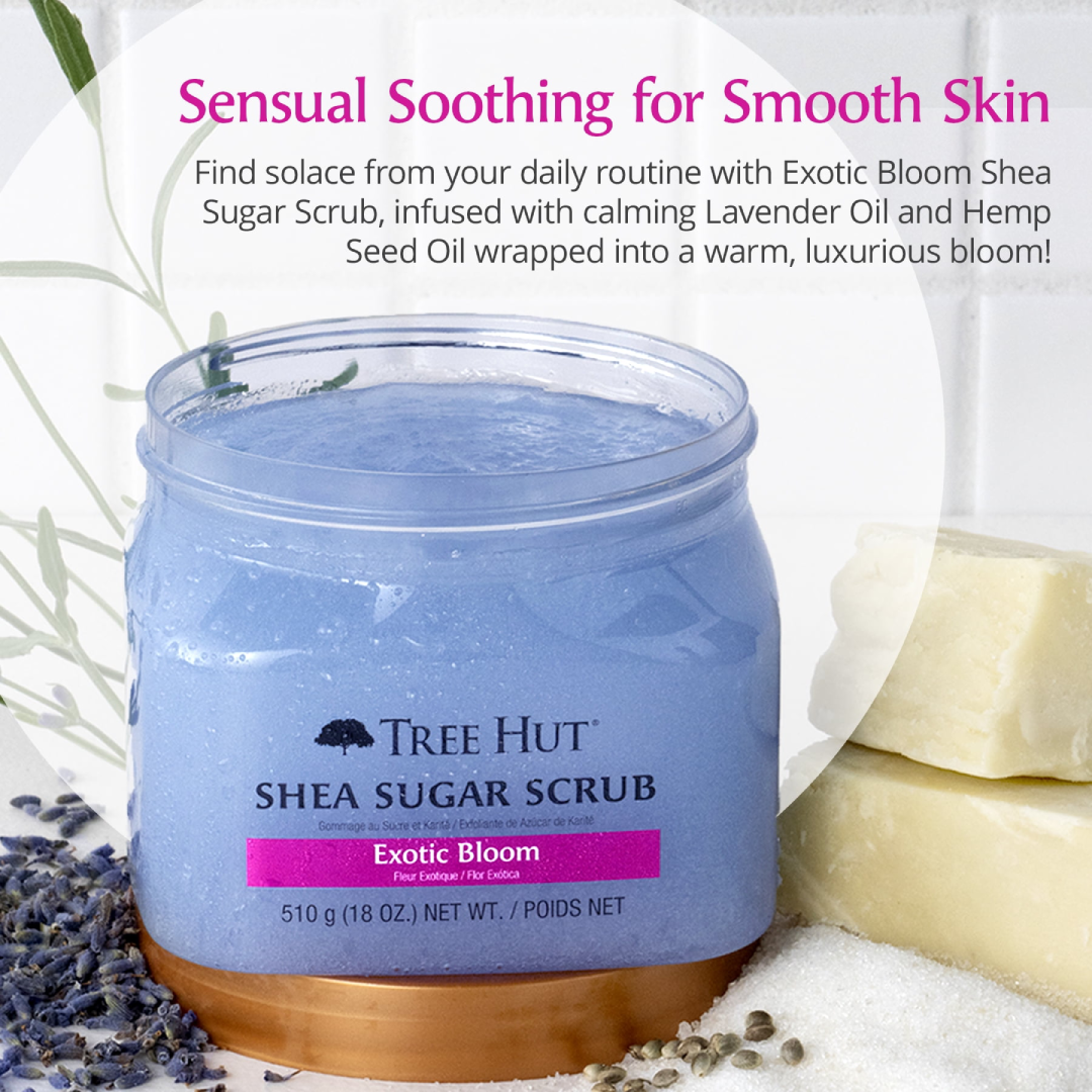 Tree Hut Exotic Bloom Shea Butter Sugar Body Scrub – 18 oz Tree Hut
