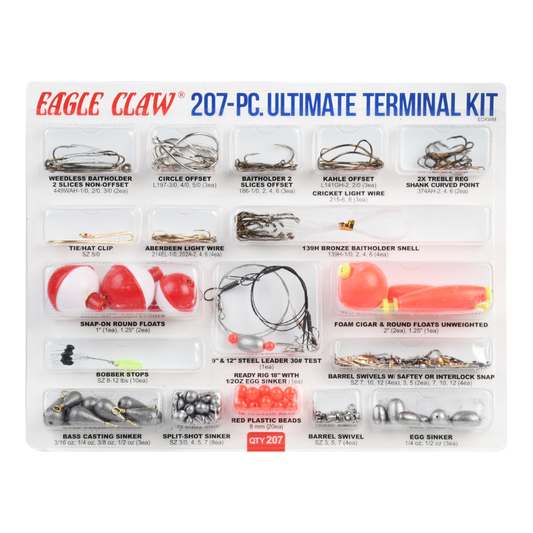 Eagle Claw Terminal Tackle Kit with Assorted Tackle – 207 pcs Eagle Claw