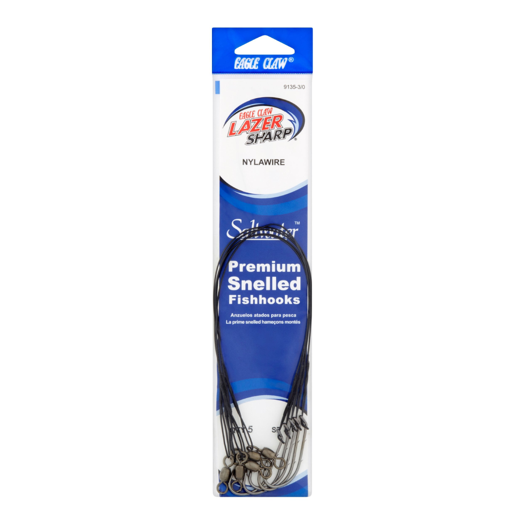 Lazer Sharp 9135H-3/0 Nylawire Premium Snelled Fishhook – Black Eagle Claw