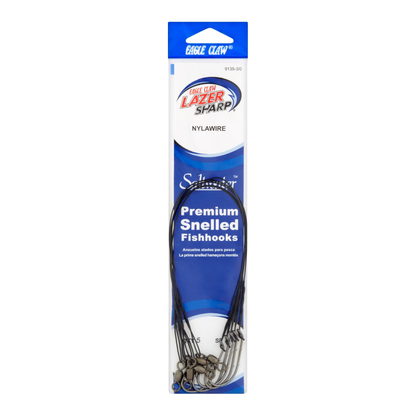 Lazer Sharp 9135H-3/0 Nylawire Premium Snelled Fishhook – Black Eagle Claw