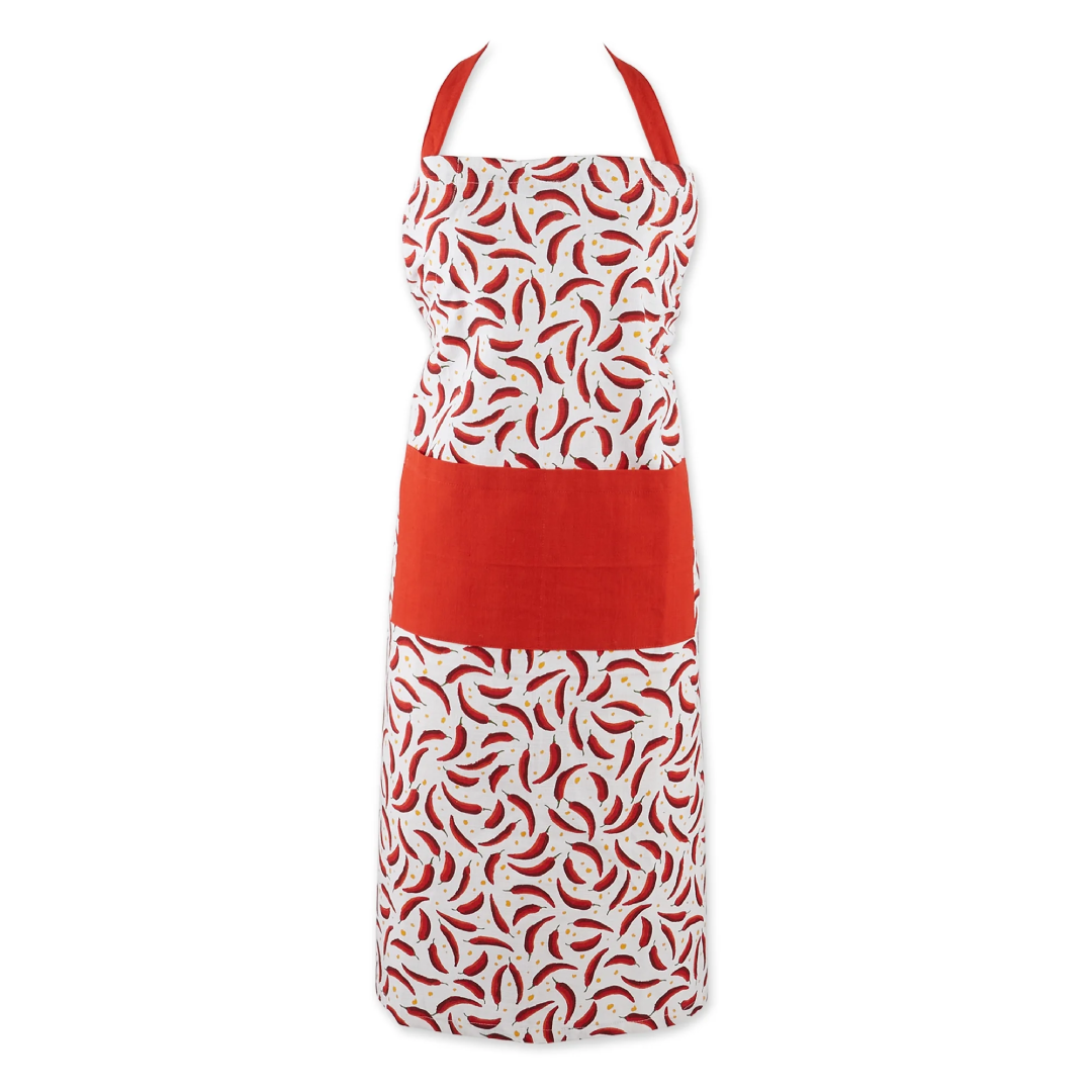 Design Imports Chilis Printed Chef’s Apron – Durable & Fun Kitchen Apron for Cooking and Baking DII