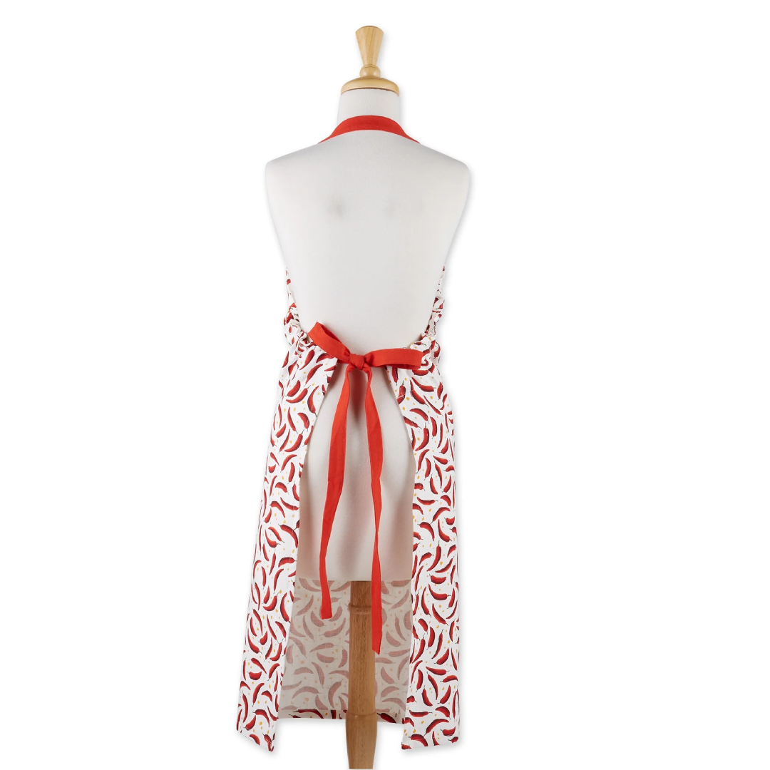 Design Imports Chilis Printed Chef’s Apron – Durable & Fun Kitchen Apron for Cooking and Baking DII
