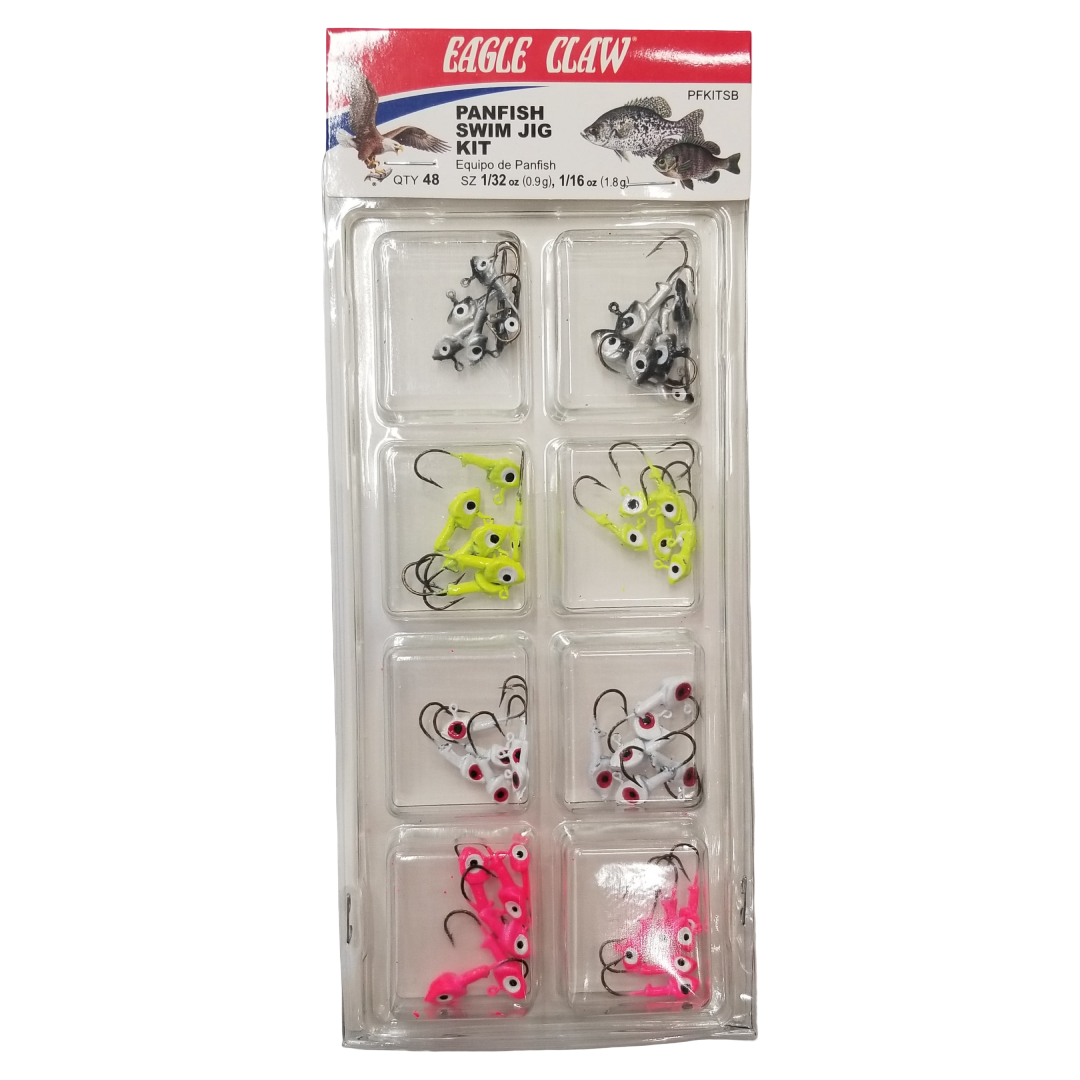 Eagle Claw Panfish Swim Jig Kit 1/32 oz 48 Count | Finesse Fishing Jigs Eagle Claw