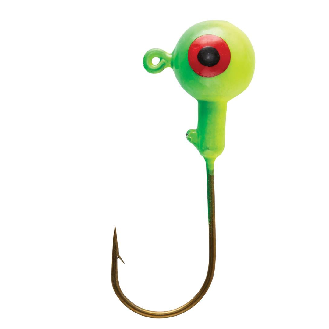 Eagle Claw Ball Head Fishing Jig – Lime & Chartreuse with Red Eye | 10 Count Bass & Walleye Lures Eagle Claw