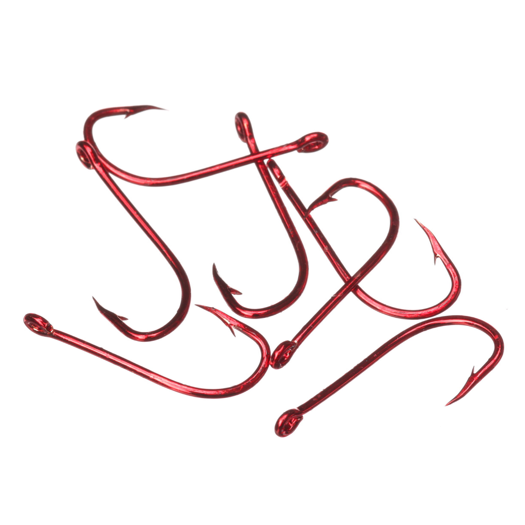 Eagle Claw 084RAH-6 Plain Shank Offset Hook – Red, Size 6 | Bass & Walleye Fishing Hook Eagle Claw