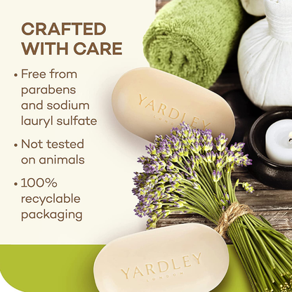 Yardley London Moisturizing Bath Bar Aloe & Avocado 4 oz | 4 Pack Gentle Hydrating Soap Yardley