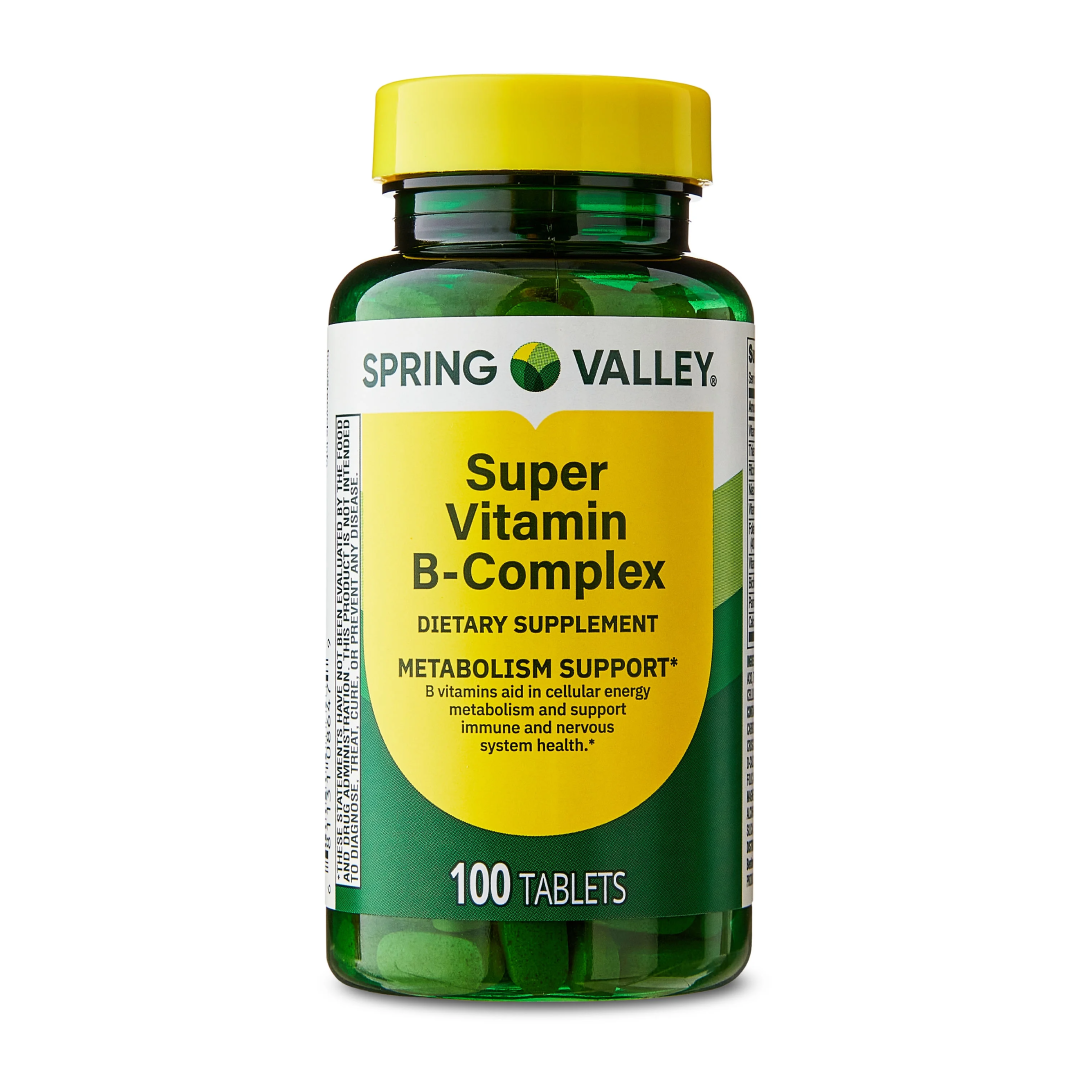 Spring Valley Super Vitamin B-Complex Supplement 100 Count | Energy & Nervous System Support Spring Valley