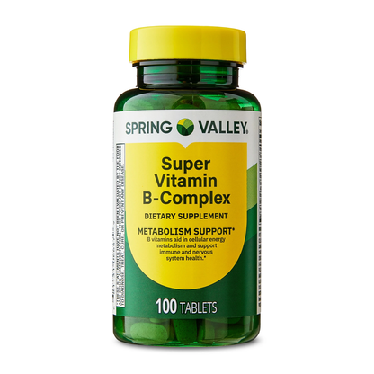 Spring Valley Super Vitamin B-Complex Supplement 100 Count | Energy & Nervous System Support Spring Valley