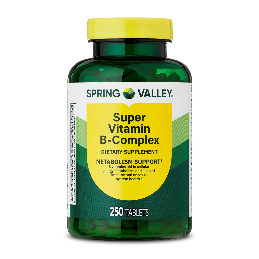 Spring Valley Super Vitamin B-Complex Supplement 250 Count | Energy & Nervous System Support Spring Valley