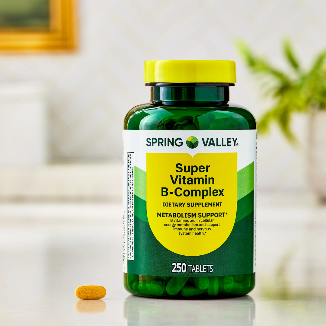 Spring Valley Super Vitamin B-Complex Supplement 250 Count | Energy & Nervous System Support Spring Valley