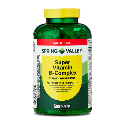 Spring Valley Super Vitamin B-Complex Supplement 500 Count | Energy & Nervous System Support Spring Valley