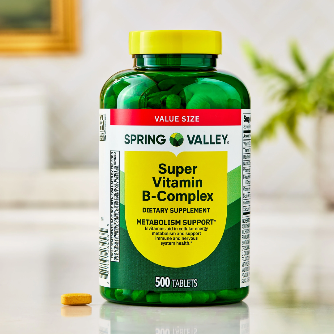Spring Valley Super Vitamin B-Complex Supplement 500 Count | Energy & Nervous System Support Spring Valley