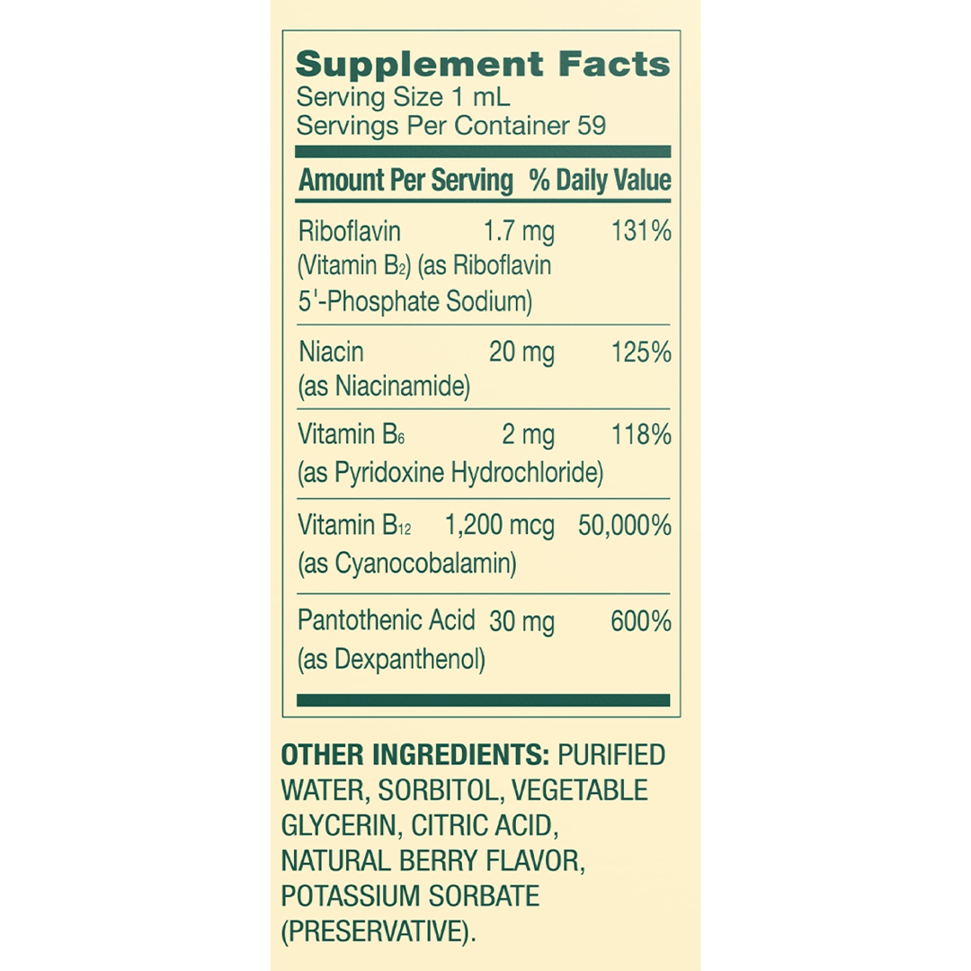 Spring Valley Sublingual Vitamin B Complex with B12 2 fl oz | Berry Flavor for Energy & Metabolism Support Spring Valley
