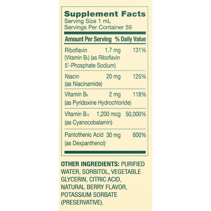 Spring Valley Sublingual Vitamin B Complex with B12 2 fl oz | Berry Flavor for Energy & Metabolism Support Spring Valley