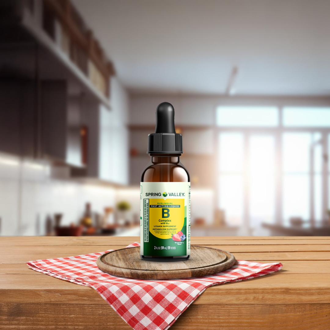 Spring Valley Sublingual Vitamin B Complex with B12 2 fl oz | Berry Flavor for Energy & Metabolism Support Spring Valley
