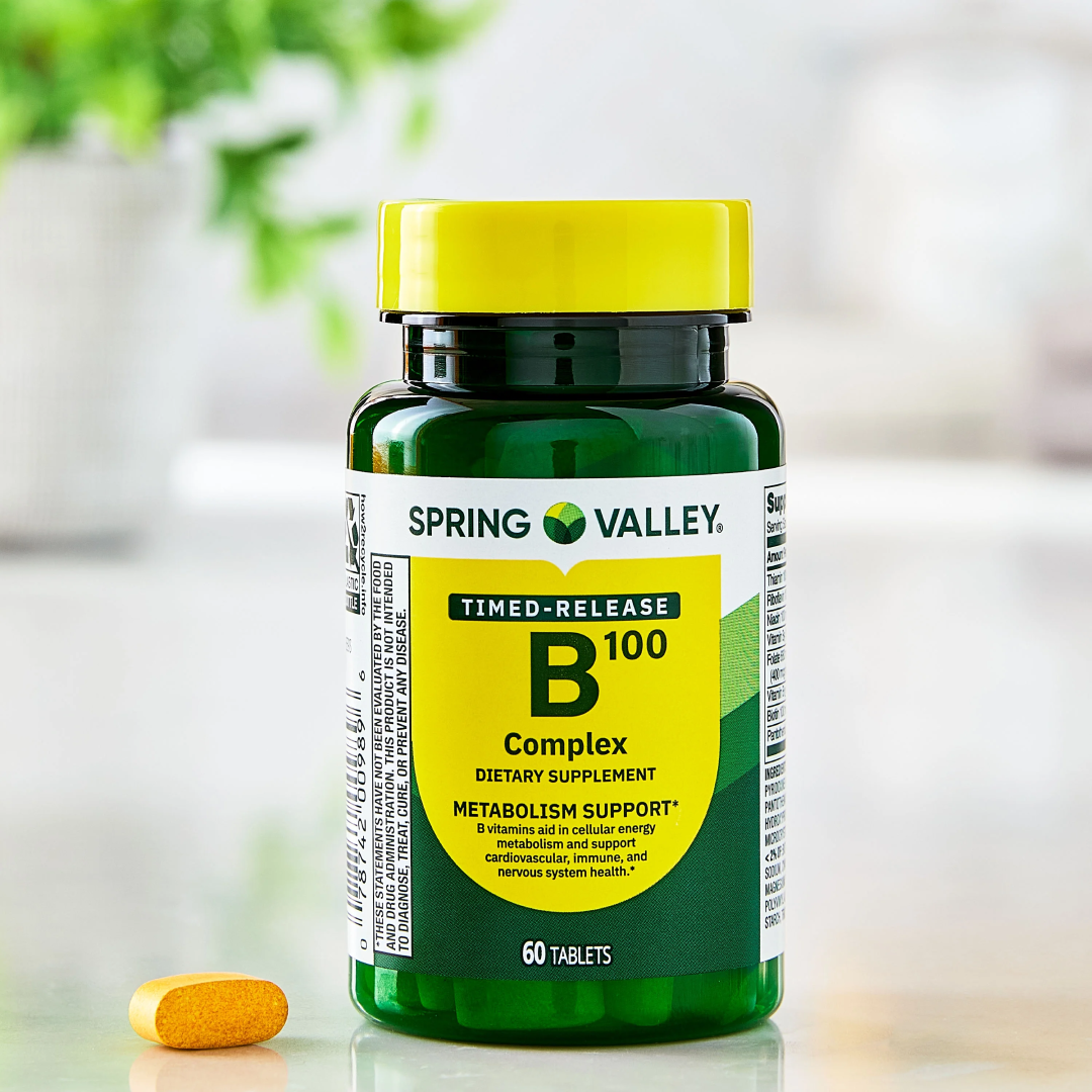 Spring Valley B-100 Complex 60 Count Timed-Release | Energy & Metabolism Support Spring Valley