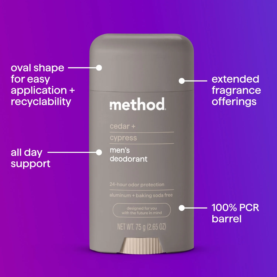 Method Solid Deodorant Cedar + Cypress 2.65 oz | Natural Aluminum-Free Odor Protection Method