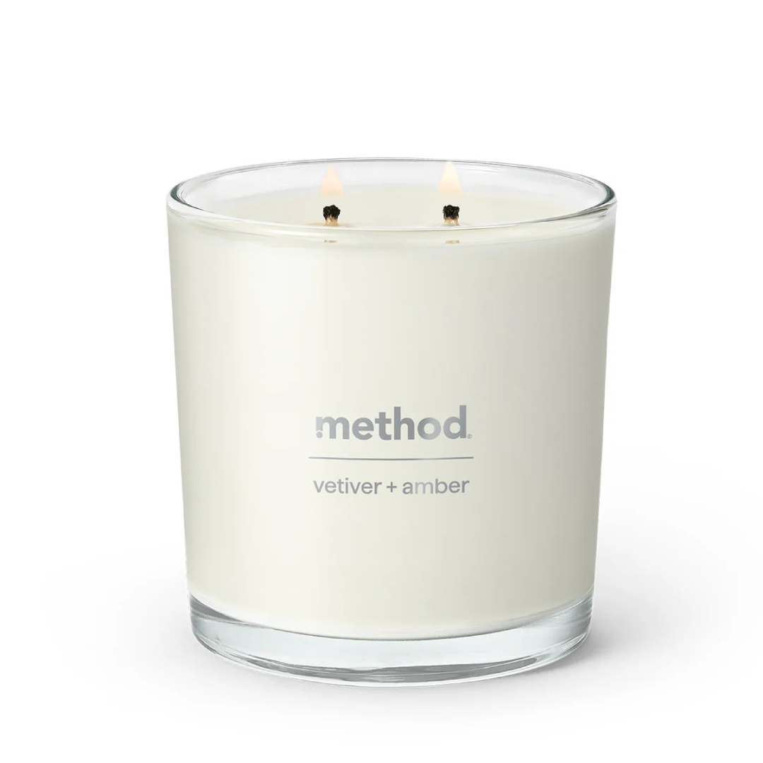 Method Premium Soy Candle Vetiver + Amber 14 oz | 2 Wick, Long-Lasting, Eco-Friendly Method