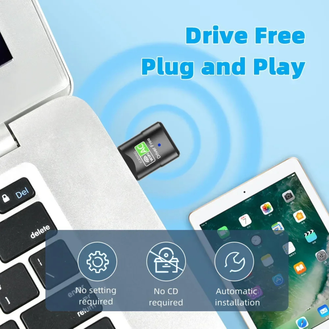 USB WiFi Adapter 600Mbps Dual Band 2.4G & 5.8GHz – AC Wireless USB Dongle MegoDeals