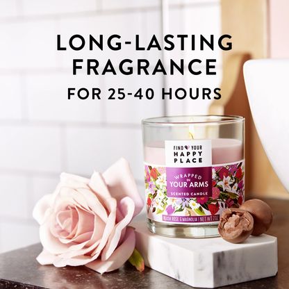 Find Your Happy Place Wrapped In Your Arms Candle – Blush Rose & Magnolia (7 oz) Find Your Happy Place