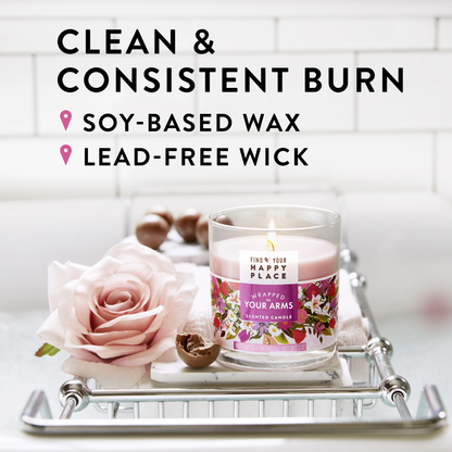 Find Your Happy Place Wrapped In Your Arms Candle – Blush Rose & Magnolia (7 oz) Find Your Happy Place