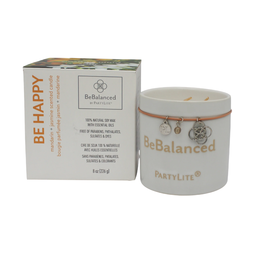 Partylite Be Happy Mandarin & Jasmine Jar Candle – 2-Wick, 8 oz PartyLite