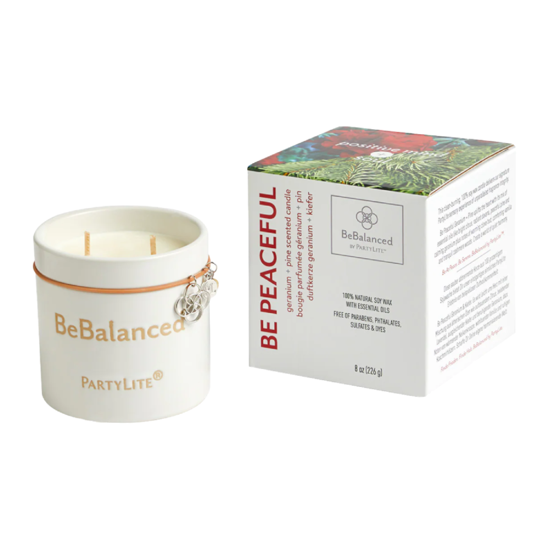 Partylite Be Peaceful Geranium & Pine Jar Candle – 2-Wick, 8 oz PartyLite