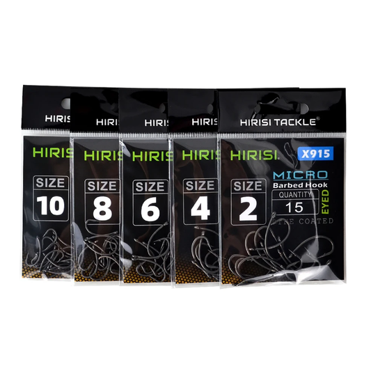 Hirisi Carp Fishing Hooks with Eye – Micro Barb, PTFE Coated, Sizes 2, 4, 6, 8, 10 Hirisi