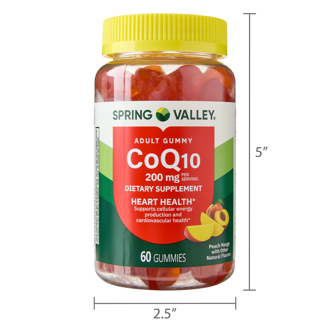 Spring Valley CoQ10 Adult Gummies 200 mg – Heart Health & Energy Support (60 Count) Spring Valley