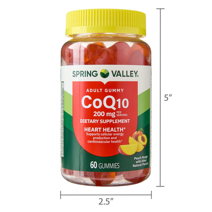 Spring Valley CoQ10 Adult Gummies 200 mg – Heart Health & Energy Support (60 Count) Spring Valley