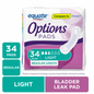 Equate Options Women's Incontinence Pads – Light Absorbency, Regular Length, 34 Count