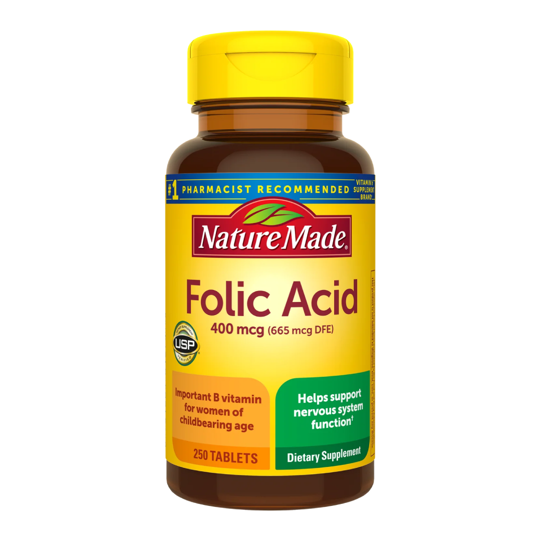 Nature Made Folic Acid 400 mcg (665 mcg DFE) Tablets, 250 Count