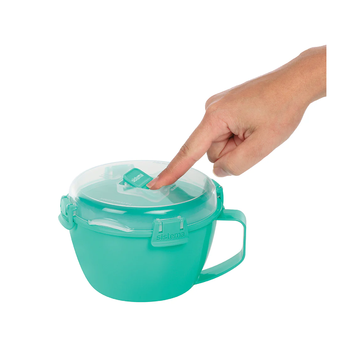 Sistema Klip It Noodle Bowl 31.7 oz | Microwave Safe BPA-Free Food Storage Bowl Sistema