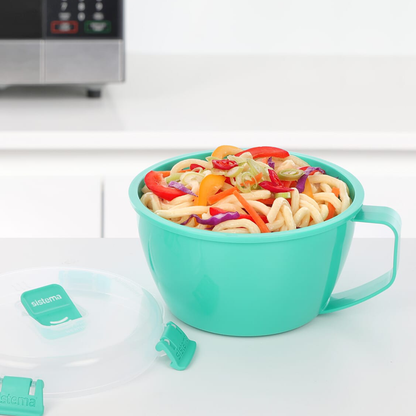 Sistema Klip It Noodle Bowl 31.7 oz | Microwave Safe BPA-Free Food Storage Bowl Sistema