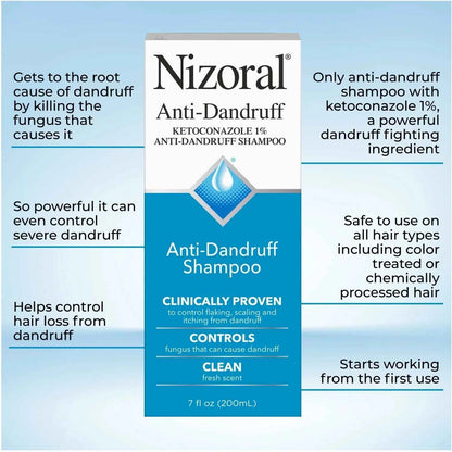 Nizoral Anti-Dandruff Shampoo with 1% Ketoconazole, Fresh Scent – 7 fl oz
