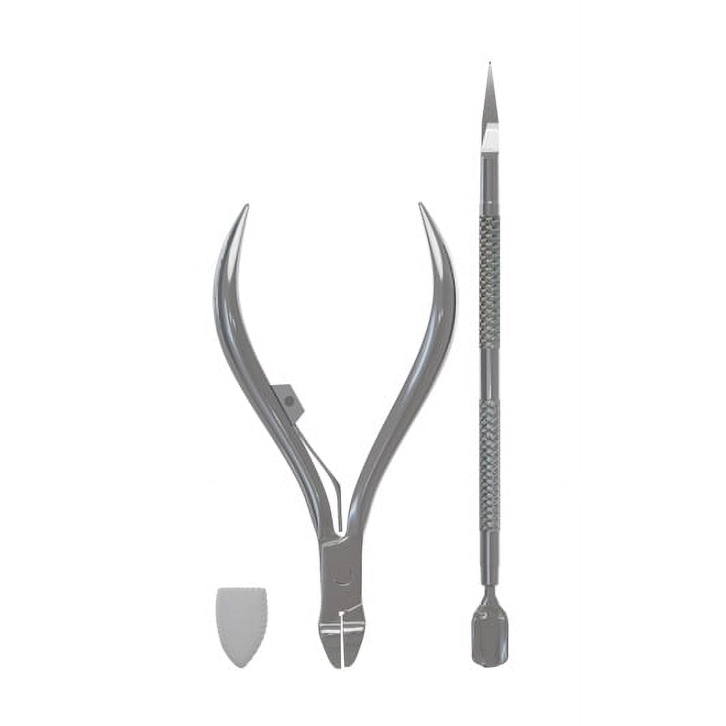 Onyx Professional Ingrown Toenail Kit with Metal Clippers & Double-Ended Pusher – Silver