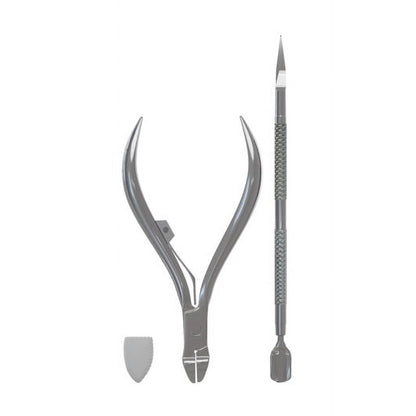 Onyx Professional Ingrown Toenail Kit with Metal Clippers & Double-Ended Pusher – Silver