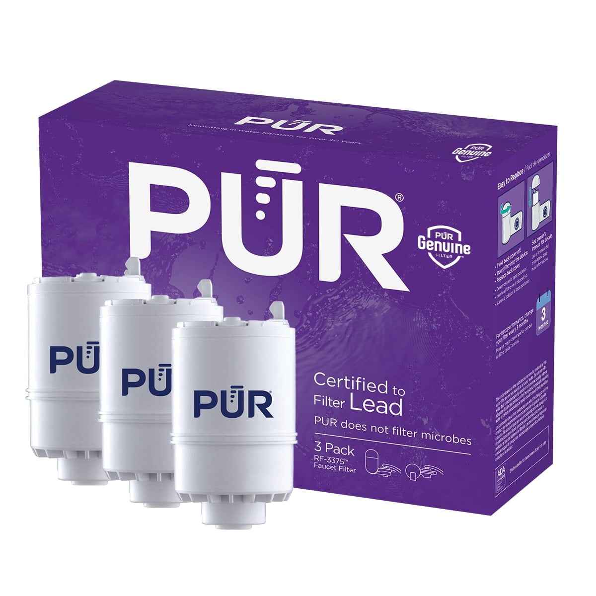 PUR RF33753 Faucet Mount Water Replacement Filter – 3-Pack, 9-Month Supply