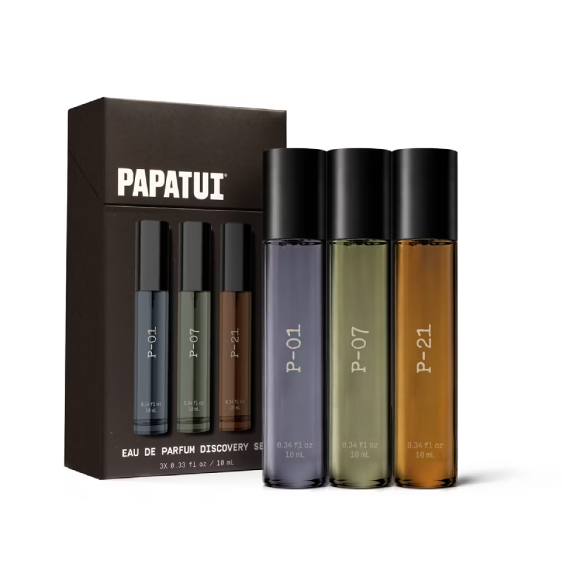 Papatui eau de parfum discovery set with four bottles and a box