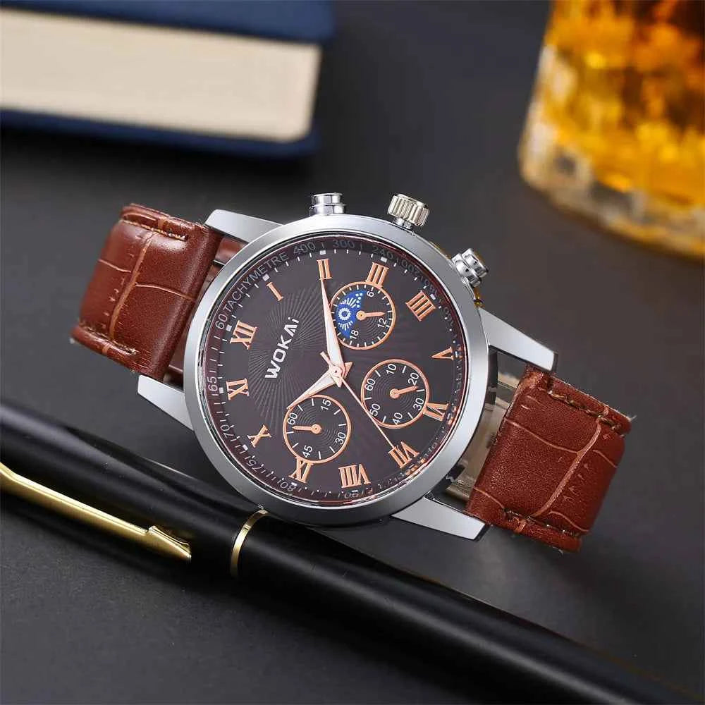 Men's Luxury Quartz Watch – Waterproof, Luminous, Leather Strap, Business & Sport Style