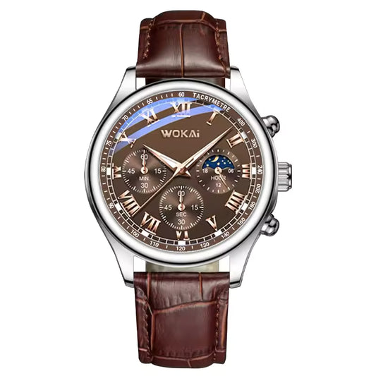 Men's Luxury Quartz Watch – Waterproof, Luminous, Leather Strap, Business & Sport Style Wokai
