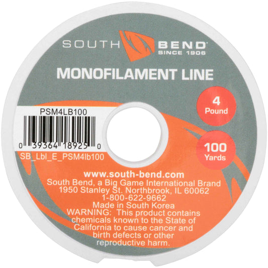 South Bend Pony Spool Monofilament Fishing Line, 100 Yards