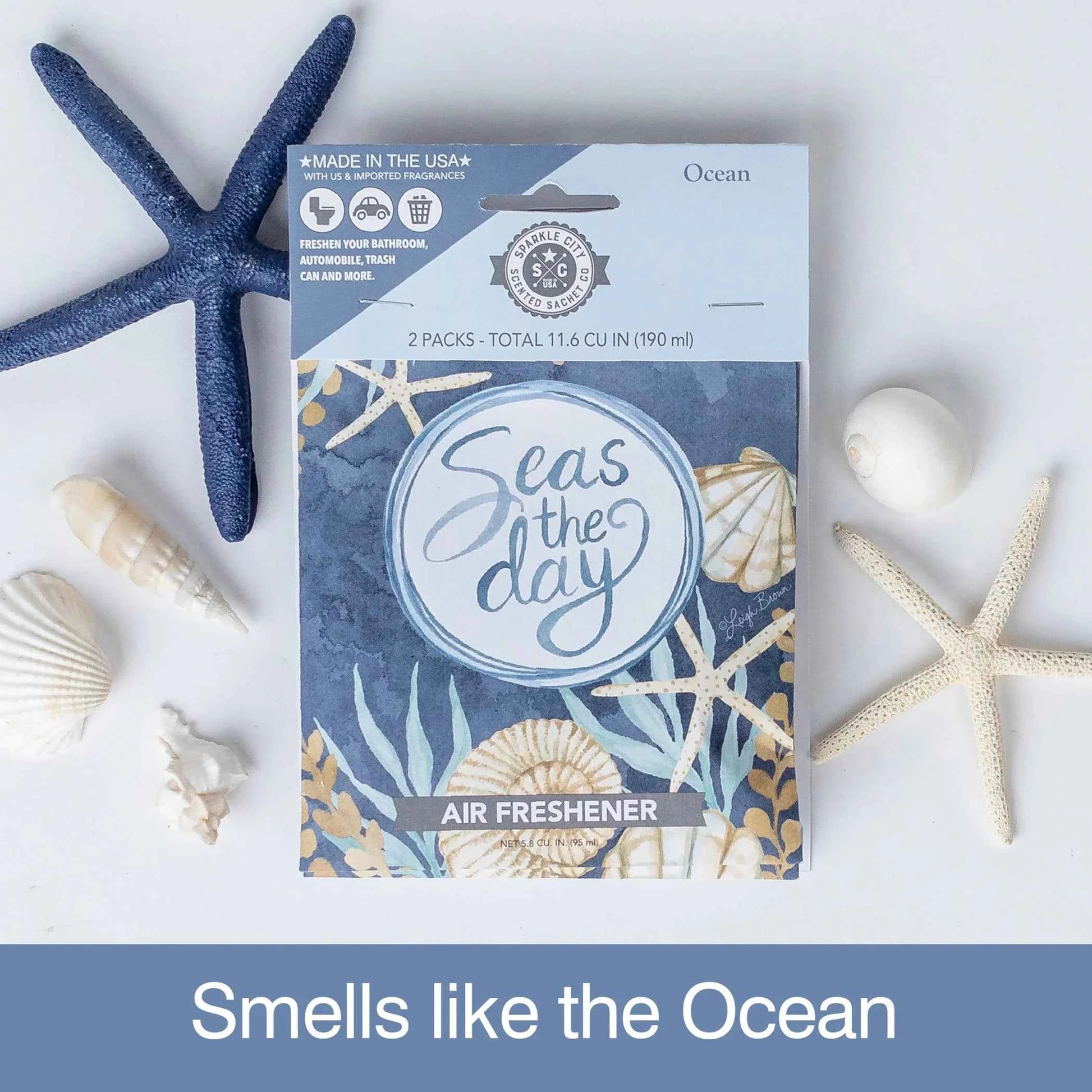 Sparkle City Scented Sachet 2 Pack – Seas the Day, Fresh Fragrance for Home & Closet