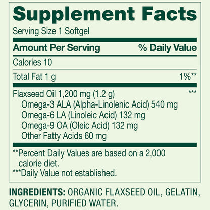 Spring Valley Flaxseed Oil Softgels – 1200 mg, 200 Count – Omega‑3 ALA Supplement for Heart Health